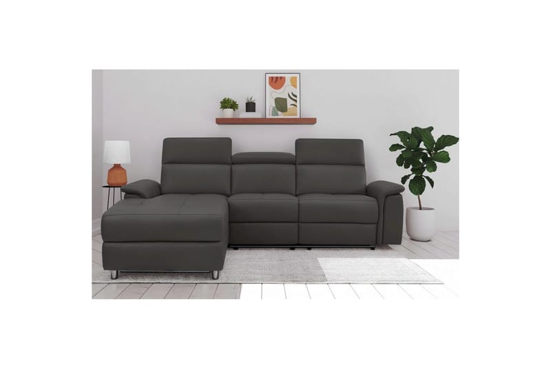 Hjørnesofa 3-personers Pareli Brun, PU, Venstre Elektrisk Tilbagelæner - Brun, PU, Venstre Elektrisk Tilbagelæner - Møbler - Sofaer - Lædersofaer