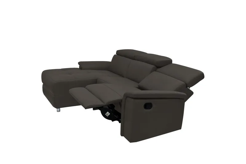 Hjørnesofa 3-personers Pareli Brun, Læder/PU, Venstre Manuel Tilbagelæner - Brun, Læder/PU, Venstre Manuel Tilbagelæner - Møbler - Sofaer - Lædersofaer