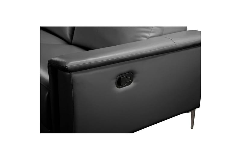 Hjørnesofa 3-personers Lund Sort, Læder/PU, Venstre Manuel Tilbagelæner - Sort, Læder/PU, Venstre Manuel Tilbagelæner - Møbler - Sofaer - Lædersofaer