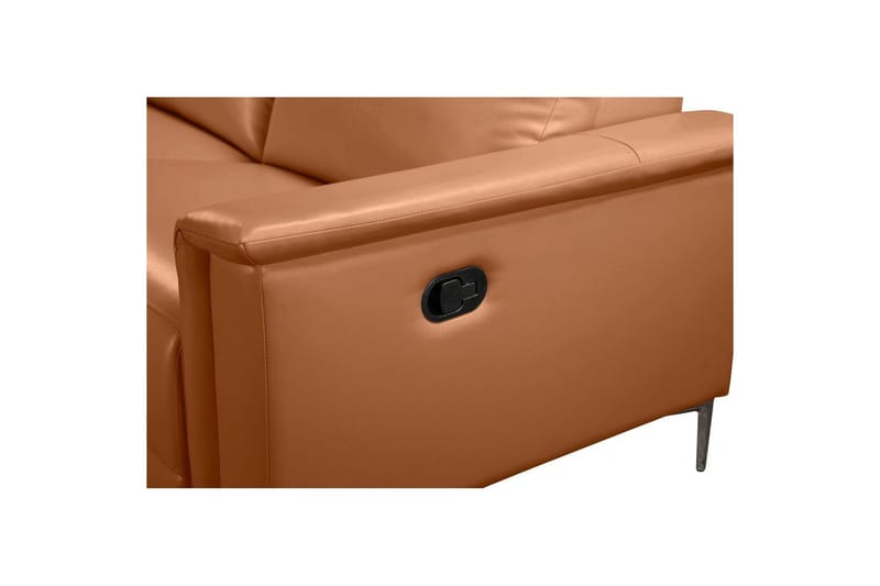 Hjørnesofa 3-personers Lund Cognac, Læder/PU, Venstre Manuel Tilbagelæner - Cognac, Læder/PU, Venstre Manuel Tilbagelæner - Møbler - Sofaer - Lædersofaer