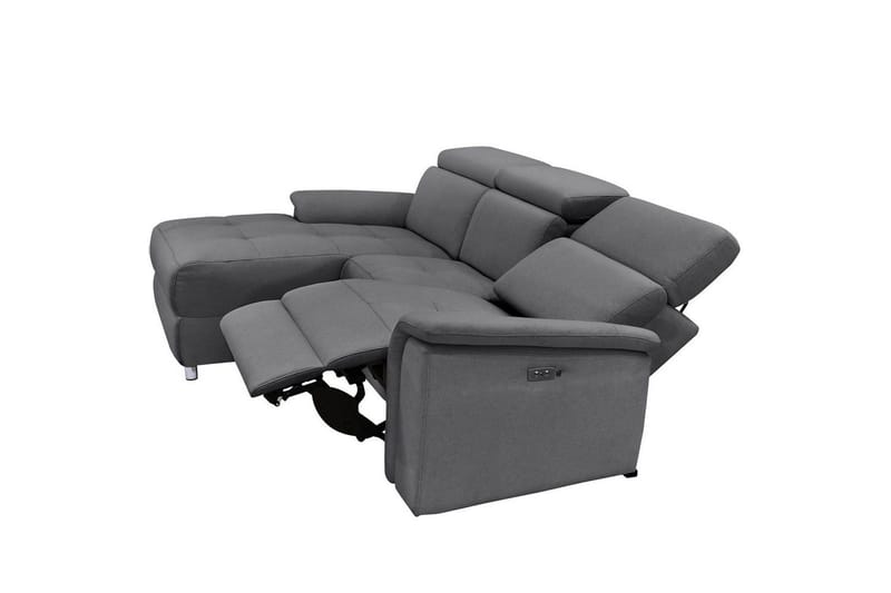 Hjørnesofa 3-personers Pareli Grå, Sandstof, Venstre Elektrisk Tilbagelæner - Grå, Sandstof, Venstre Elektrisk Tilbagelæner - Møbler - Sofaer - Recliner sofaer