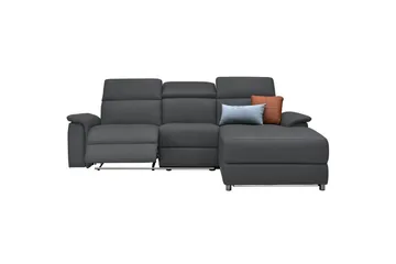 Hjørnesofa 3-personers Pareli Grå, Læder/PU, Højre manuel liggestol - Grå, Læder/PU, Højre manuel liggestol - Møbler - Sofaer - Lædersofaer