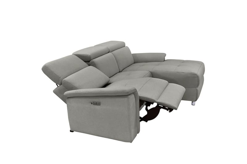 Hjørnesofa 3-personers Pareli Grå, Søndagsstof, Højre elektrisk liggestol - Grå, Søndagsstof, Højre elektrisk liggestol - Møbler - Sofaer - Recliner sofaer