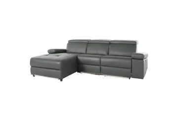 Hjørnesofa 3-personers Rayland Grå, Læder/PU, Venstre Elektrisk Tilbagelæner