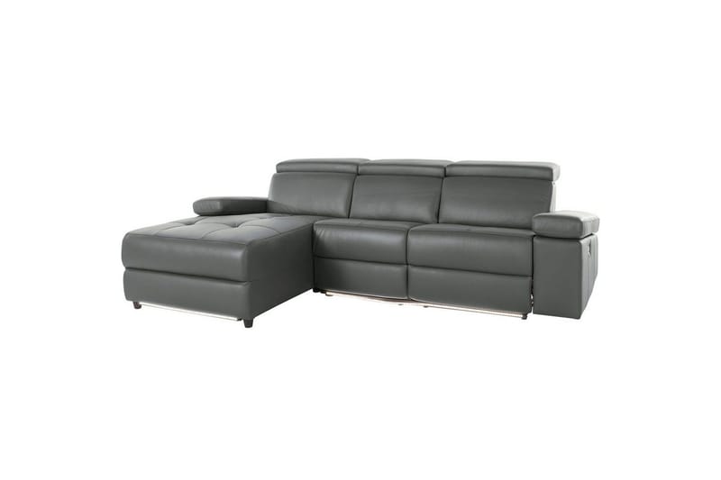 Hjørnesofa 3-personers Rayland Grå, Læder/PU, Venstre Elektrisk Tilbagelæner - Grå, Læder/PU, Venstre Elektrisk Tilbagelæner - Møbler - Sofaer - Lædersofaer