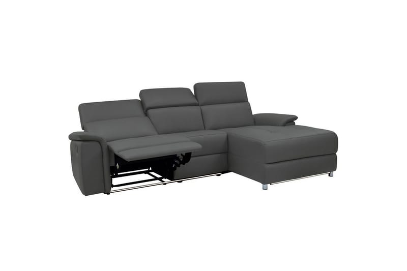 Hjørnesofa 3-personers Pareli Grå, Læder/PU, Højre manuel liggestol - Grå, Læder/PU, Højre manuel liggestol - Møbler - Sofaer - Lædersofaer