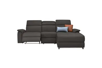 Hjørnesofa 3-personers Pareli Brun, PU, Højre elektrisk liggestol - Brun, PU, Højre elektrisk liggestol - Møbler - Sofaer - Lædersofaer