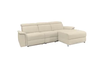 Hjørnesofa 3-personers Pareli Hvid, Søndagsstof, Højre manuel liggestol