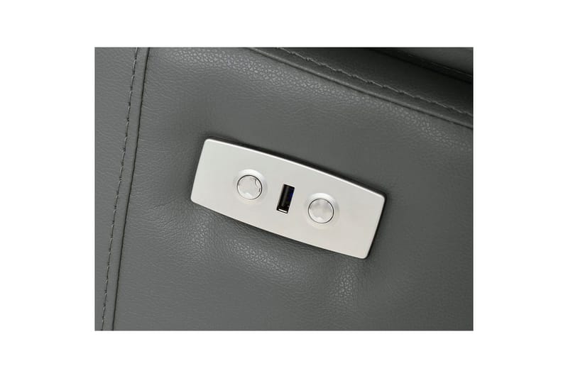 Hjørnesofa 3-personers Rayland Grå, Læder/PU, Venstre Elektrisk Tilbagelæner - Grå, Læder/PU, Venstre Elektrisk Tilbagelæner - Møbler - Sofaer - Lædersofaer