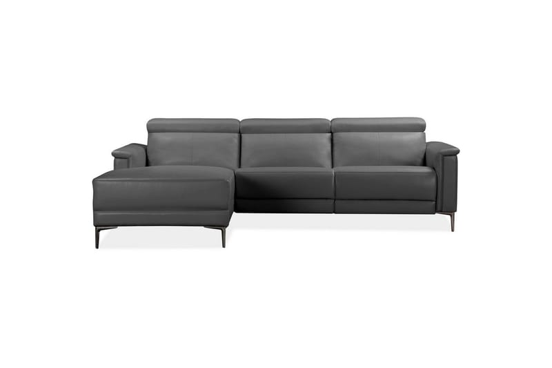 Hjørnesofa 3-personers Lund Grå, PU, Venstre Manuel Tilbagelæner - Grå, PU, Venstre Manuel Tilbagelæner - Møbler - Sofaer - Lædersofaer