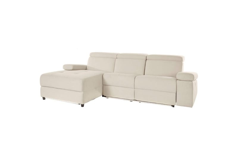 Hjørnesofa 3-personers Rayland Hvid, Søndagsstof, Venstre Elektrisk Tilbagelæner, Hvid, Søndagsstof, Venstre Elektrisk Tilbagelæner