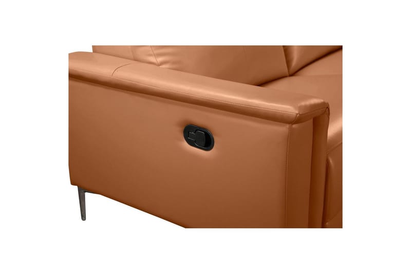 Hjørnesofa 3-personers Lund Cognac, Læder/PU, Højre manuel liggestol - Cognac, Læder/PU, Højre manuel liggestol - Møbler - Sofaer - Lædersofaer