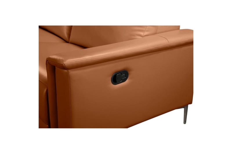 Hjørnesofa 3-personers Lund Cognac, PU, Venstre Manuel Tilbagelæner - Cognac, PU, Venstre Manuel Tilbagelæner - Møbler - Sofaer - Lædersofaer