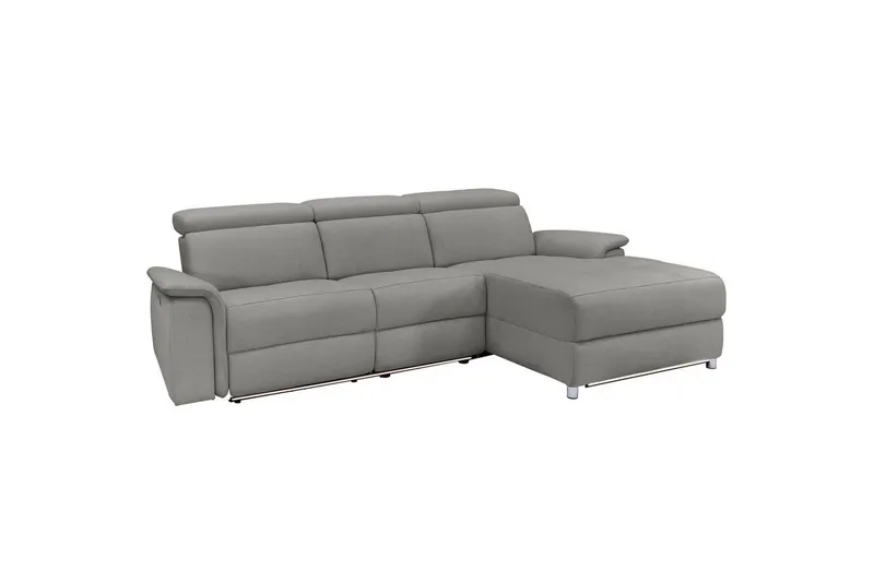 Hjørnesofa 3-personers Pareli Grå, Søndagsstof, Højre manuel liggestol, Grå, Søndagsstof, Højre manuel liggestol