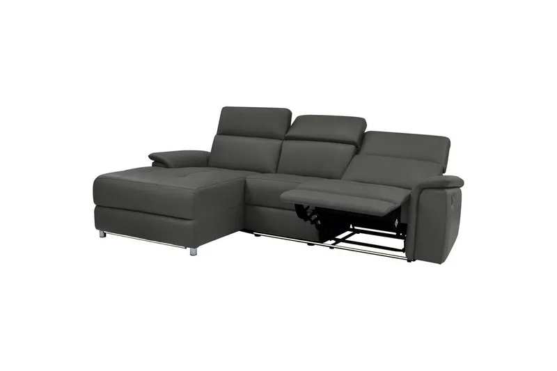 Hjørnesofa 3-personers Pareli Sort, PU, Venstre Elektrisk Tilbagelæner - Sort, PU, Venstre Elektrisk Tilbagelæner - Møbler - Sofaer - Lædersofaer