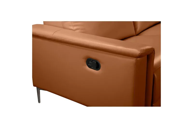 Hjørnesofa 3-personers Lund Cognac, PU, Højre manuel liggestol - Cognac, PU, Højre manuel liggestol - Møbler - Sofaer - Lædersofaer