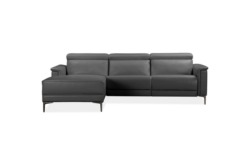 Hjørnesofa 3-personers Lund Grå, Læder/PU, Venstre Manuel Tilbagelæner - Grå, Læder/PU, Venstre Manuel Tilbagelæner - Møbler - Sofaer - Lædersofaer