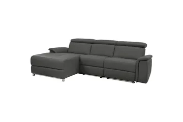 Hjørnesofa 3-personers Pareli Sort, PU, Venstre Elektrisk Tilbagelæner