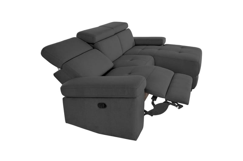 Hjørnesofa 3-personers Rayland Antracit, Søndagsstof, Højre manuel liggestol - Antracit, Søndagsstof, Højre manuel liggestol - Møbler - Sofaer - Recliner sofaer