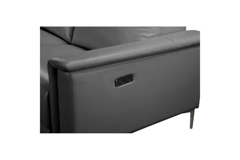 Hjørnesofa 3-personers Lund Grå, PU, Venstre Elektrisk Tilbagelæner - Grå, PU, Venstre Elektrisk Tilbagelæner - Møbler - Sofaer - Lædersofaer