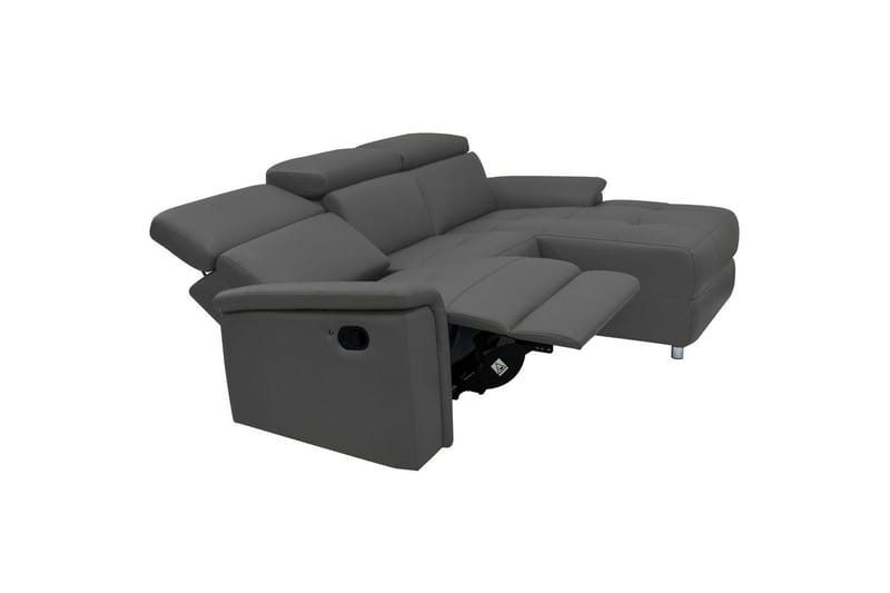 Hjørnesofa 3-personers Pareli Grå, Læder/PU, Højre manuel liggestol - Grå, Læder/PU, Højre manuel liggestol - Møbler - Sofaer - Lædersofaer