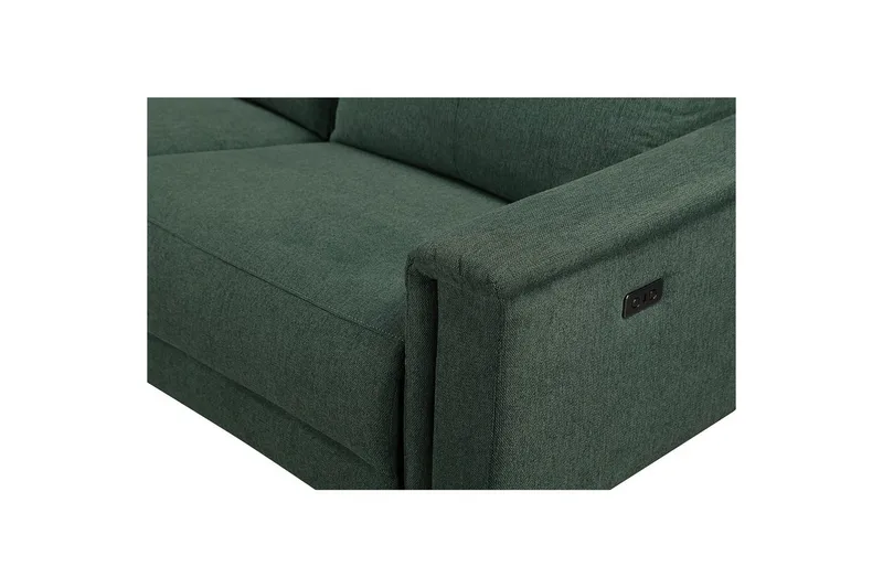 Hjørnesofa 3-personers Lund Mørkegrøn, Belfast stof, Venstre Elektrisk Tilbagelæner - Mørkegrøn, Belfast stof, Venstre Elektrisk Tilbagelæner - Møbler - Sofaer - Recliner sofaer