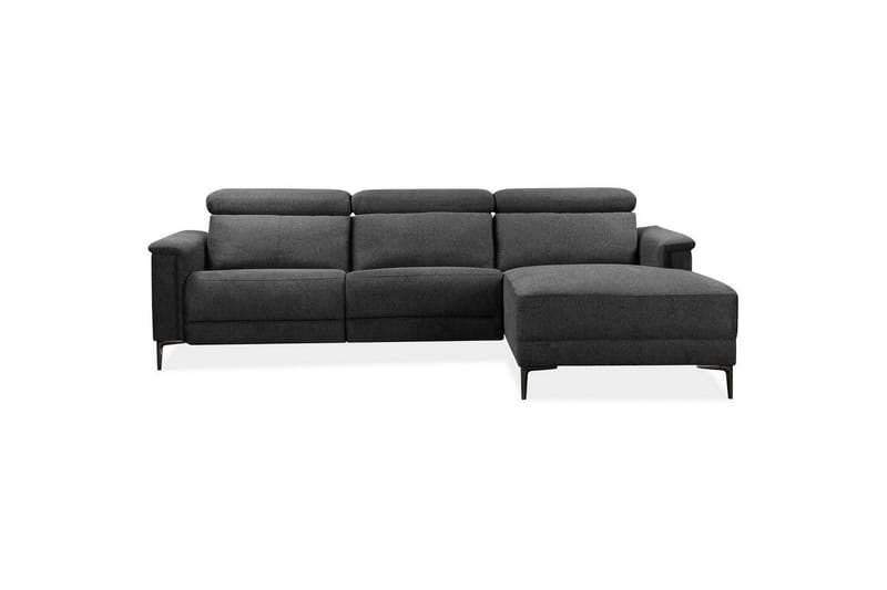 Hjørnesofa 3-personers Lund Antracit, Belfast stof, Højre manuel liggestol - Antracit, Belfast stof, Højre manuel liggestol - Møbler - Sofaer - Recliner sofaer