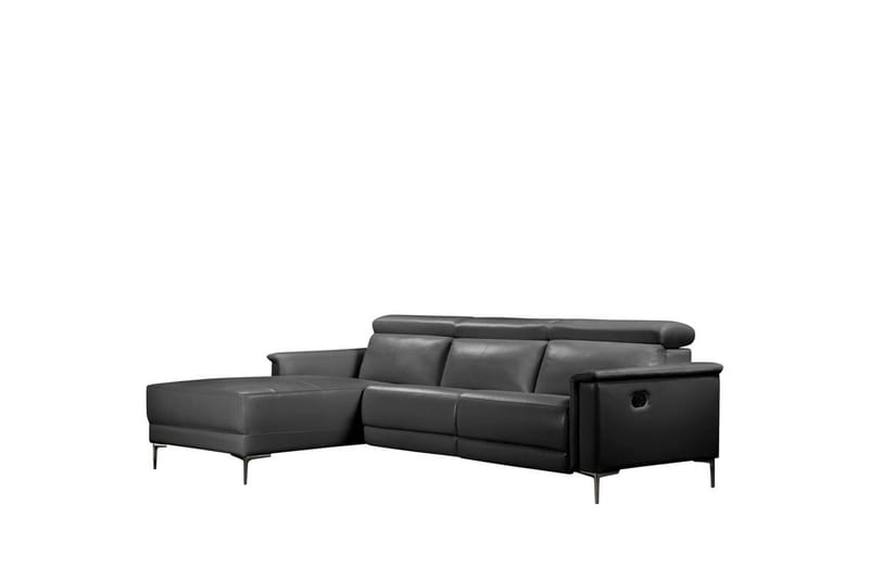 Hjørnesofa 3-personers Lund Sort, Læder/PU, Venstre Manuel Tilbagelæner - Sort, Læder/PU, Venstre Manuel Tilbagelæner - Møbler - Sofaer - Lædersofaer