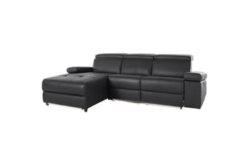 Hjørnesofa 3-personers Rayland Sort, PU, Venstre Elektrisk Tilbagelæner