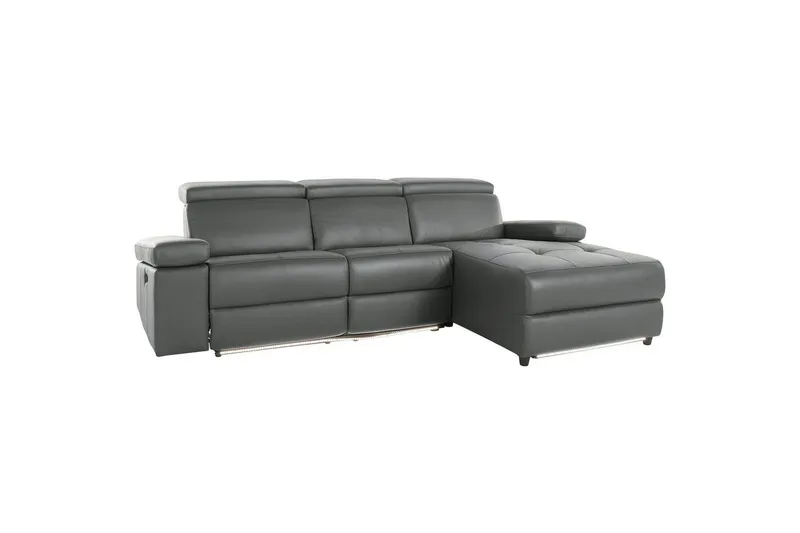 Hjørnesofa 3-personers Rayland Grå, Læder/PU, Højre manuel liggestol - Grå, Læder/PU, Højre manuel liggestol - Møbler - Sofaer - Lædersofaer