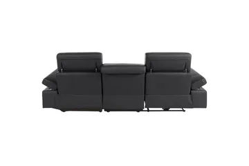Hjørnesofa 3-personers Rayland Sort, PU, Højre manuel liggestol - Sort, PU, Højre manuel liggestol - Møbler - Sofaer - Lædersofaer