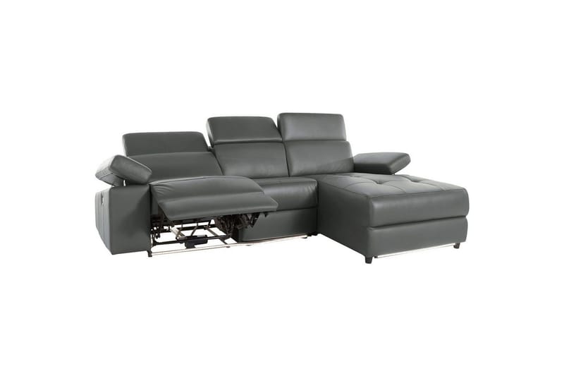 Hjørnesofa 3-personers Rayland Grå, PU, Højre elektrisk liggestol - Grå, PU, Højre elektrisk liggestol - Møbler - Sofaer - Lædersofaer