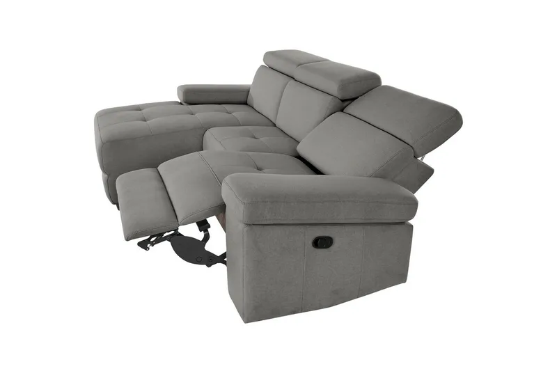 Hjørnesofa 3-personers Rayland Grå, Søndagsstof, Venstre Manuel Tilbagelæner - Grå, Søndagsstof, Venstre Manuel Tilbagelæner - Møbler - Sofaer - Recliner sofaer