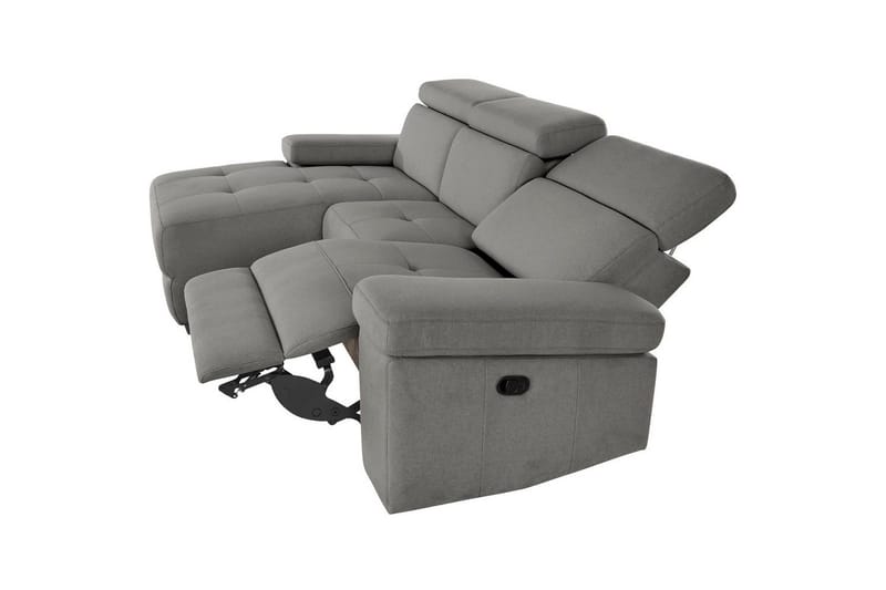 Hjørnesofa 3-personers Rayland Grå, Søndagsstof, Venstre Manuel Tilbagelæner - Grå, Søndagsstof, Venstre Manuel Tilbagelæner - Møbler - Sofaer - Recliner sofaer