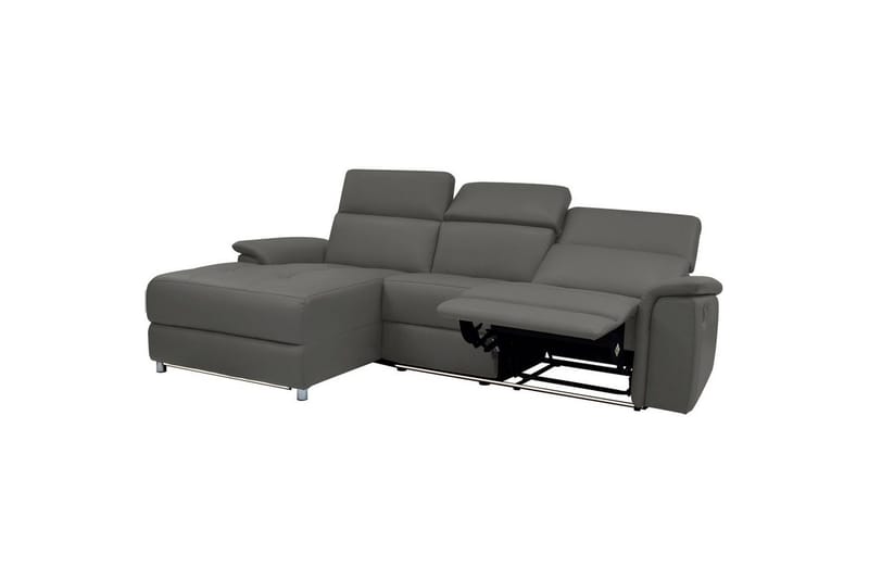 Hjørnesofa 3-personers Pareli Grå, Læder/PU, Venstre Manuel Tilbagelæner - Grå, Læder/PU, Venstre Manuel Tilbagelæner - Møbler - Sofaer - Lædersofaer