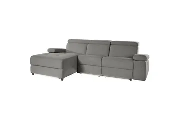 Hjørnesofa 3-personers Rayland Grå, Søndagsstof, Venstre Elektrisk Tilbagelæner