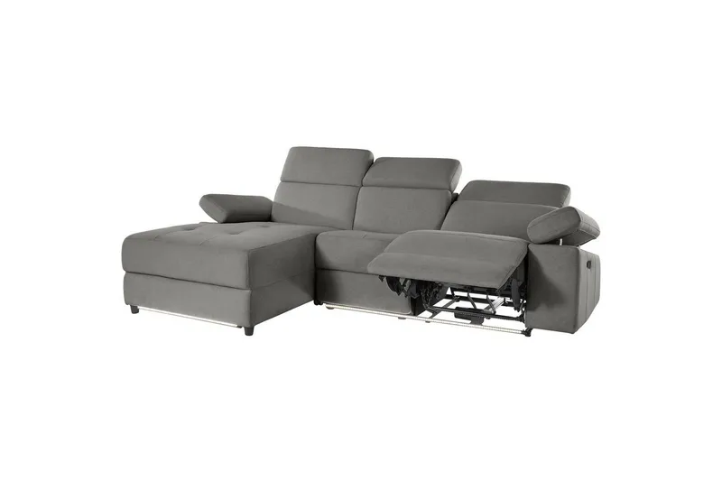 Hjørnesofa 3-personers Rayland Grå, Søndagsstof, Venstre Manuel Tilbagelæner - Grå, Søndagsstof, Venstre Manuel Tilbagelæner - Møbler - Sofaer - Recliner sofaer