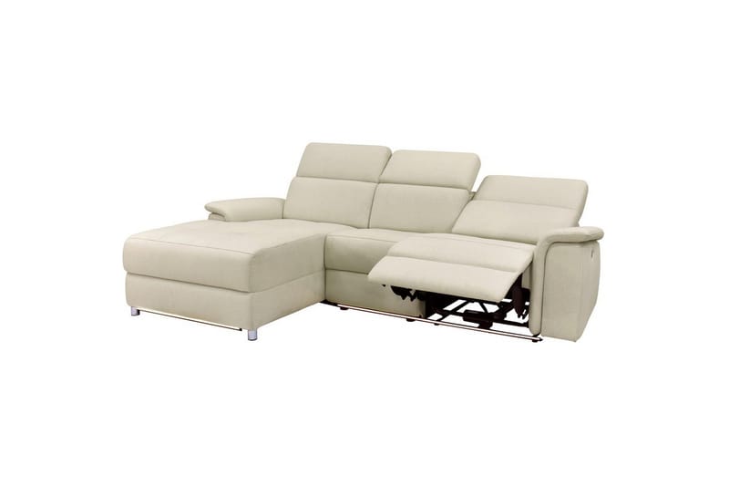 Hjørnesofa 3-personers Pareli Hvid, Søndagsstof, Venstre Manuel Tilbagelæner - Hvid, Søndagsstof, Venstre Manuel Tilbagelæner - Møbler - Sofaer - Recliner sofaer