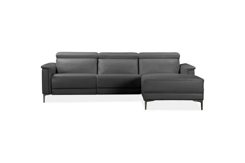 Hjørnesofa 3-personers Lund Grå, Læder/PU, Højre elektrisk liggestol - Grå, Læder/PU, Højre elektrisk liggestol - Møbler - Sofaer - Lædersofaer