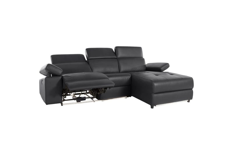 Hjørnesofa 3-personers Rayland Sort, PU, Højre elektrisk liggestol - Sort, PU, Højre elektrisk liggestol - Møbler - Sofaer - Lædersofaer