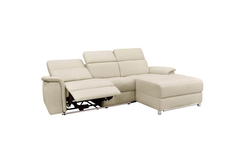 Hjørnesofa 3-personers Pareli Hvid, Sandstof, Højre elektrisk liggestol - Hvid, Sandstof, Højre elektrisk liggestol - Møbler - Sofaer - Recliner sofaer