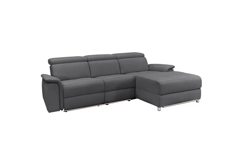 Hjørnesofa 3-personers Pareli Antracit, Søndagsstof, Højre elektrisk liggestol - Antracit, Søndagsstof, Højre elektrisk liggestol - Møbler - Sofaer - Recliner sofaer