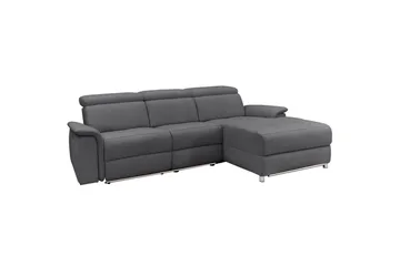 Hjørnesofa 3-personers Pareli Antracit, Søndagsstof, Højre elektrisk liggestol