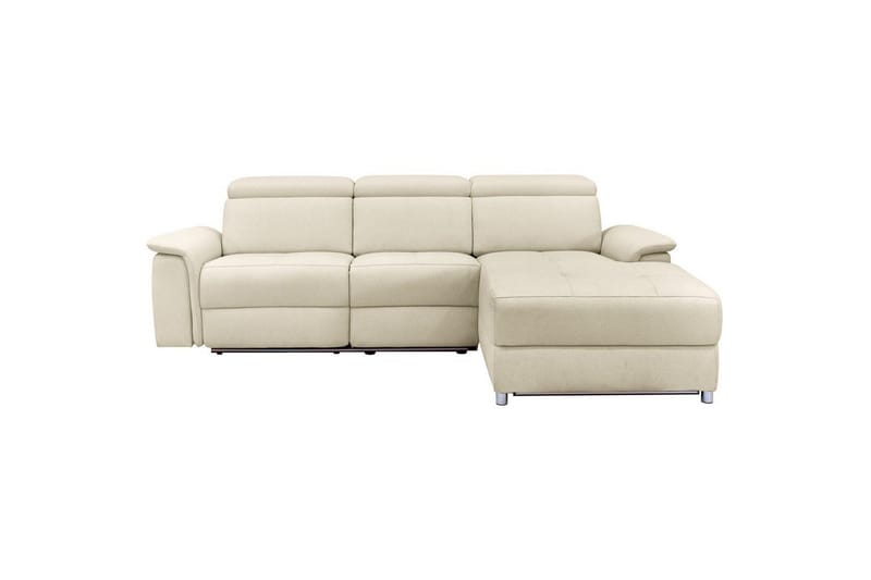 Hjørnesofa 3-personers Pareli Hvid, Sandstof, Højre elektrisk liggestol - Hvid, Sandstof, Højre elektrisk liggestol - Møbler - Sofaer - Recliner sofaer