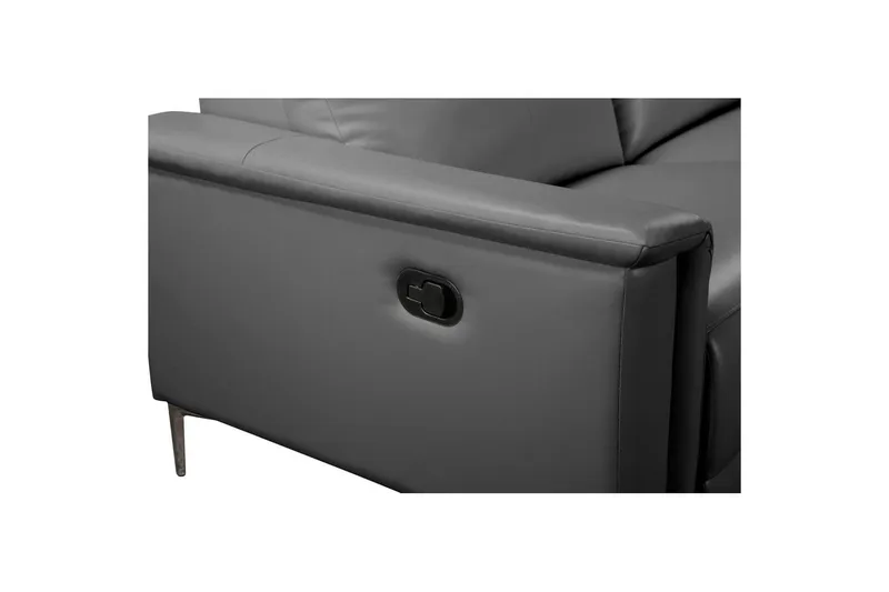 Hjørnesofa 3-personers Lund Grå, PU, Højre manuel liggestol - Grå, PU, Højre manuel liggestol - Møbler - Sofaer - Lædersofaer