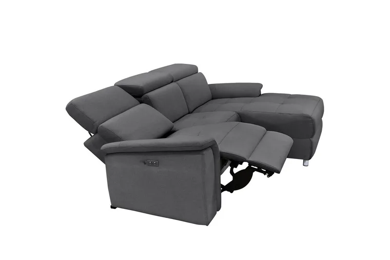 Hjørnesofa 3-personers Pareli Antracit, Søndagsstof, Højre manuel liggestol - Antracit, Søndagsstof, Højre manuel liggestol - Møbler - Sofaer - Recliner sofaer