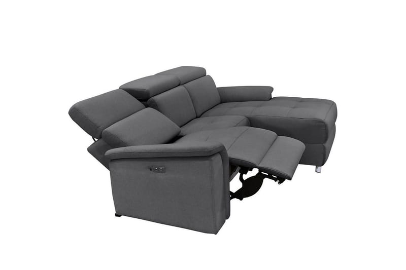 Hjørnesofa 3-personers Pareli Antracit, Søndagsstof, Højre manuel liggestol - Antracit, Søndagsstof, Højre manuel liggestol - Møbler - Sofaer - Recliner sofaer