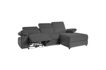 Hjørnesofa 3-personers Rayland Antracit, Søndagsstof, Højre manuel liggestol - Antracit, Søndagsstof, Højre manuel liggestol - Møbler - Sofaer - Recliner sofaer