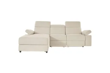 Hjørnesofa 3-personers Rayland Hvid, Søndagsstof, Venstre Elektrisk Tilbagelæner - Hvid, Søndagsstof, Venstre Elektrisk Tilbagelæner - Møbler - Sofaer - Recliner sofaer
