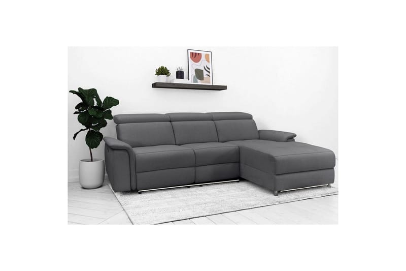Hjørnesofa 3-personers Pareli Antracit, Søndagsstof, Højre elektrisk liggestol - Antracit, Søndagsstof, Højre elektrisk liggestol - Møbler - Sofaer - Recliner sofaer
